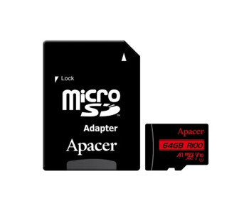 Apacer R100 MicroSDXC UHS-I U1 V10 A1 64GB Class-10 Memory Card with Adapter