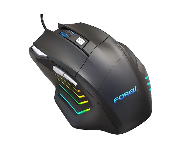 FOREV FV-X7 3200dpi Wired Mechanical Gaming RGB Lighted Mouse (Black)