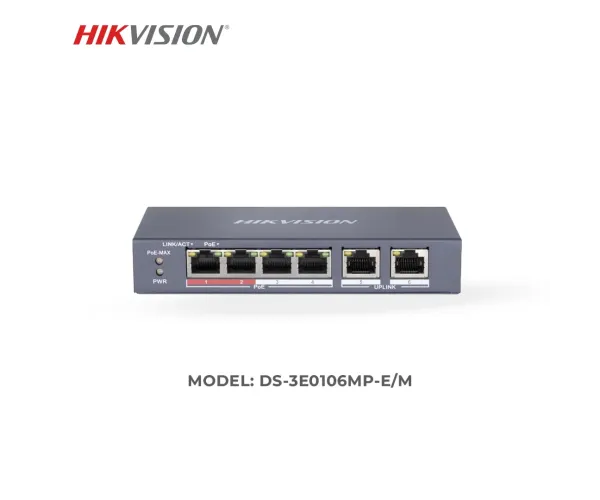 Hikvision DS-3E0106MP-E/M 4 Port Fast Ethernet Unmanaged PoE Switch