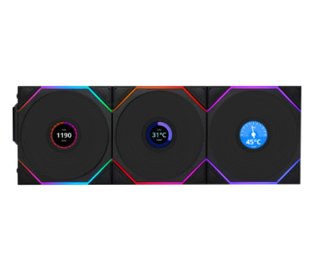 LIAN LI UNI FAN TL WIRELESS LCD 120 ARGB Triple Pack Black Case Fan LIAN LI UNI FAN TL WIRELESS LCD 120 ARGB Triple Pack Black Case Fan