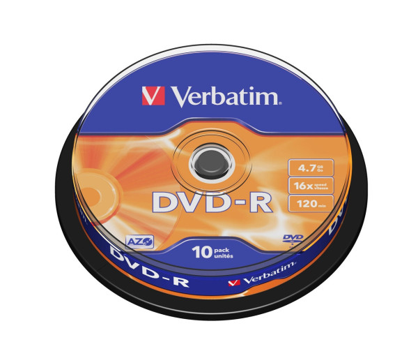 VERBATIM DVD-R 4.7GB 16X 10PCS CAKE BOX #43523