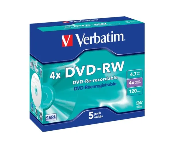 VERBATIM DVD-RW 4.7GB 4X 5PK JEWEL CASE 
