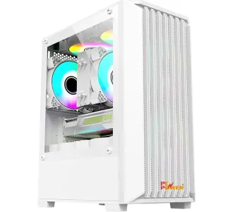 PC POWER WHITE BREEZE MESH GAMING CASING WITH 3 ARGB FAN and 230W PSU