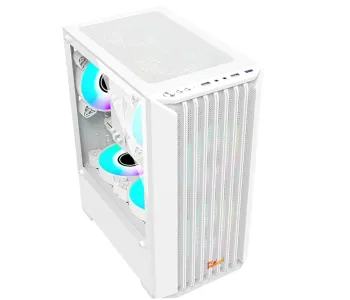 PC POWER WHITE BREEZE MESH GAMING CASING WITH 3 ARGB FAN and 230W PSU