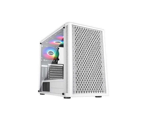 PC Power Dark Flow Mesh Elite White Mid Tower ATX Gaming Case