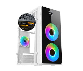 PC POWER PULSE FIRE X2 WH CASING WITH 3 FANS and 200W POWER SUPPLY