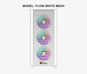 PC Power PP-GS2401 WH Flow White Light Mesh Desktop Gaming Casing