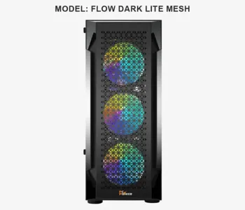 PC Power PP-GS2401-BK Flow Dark Lite Mesh Desktop Gaming Casing