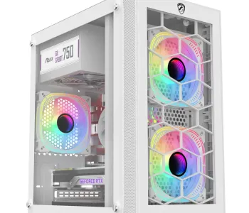 PC Power Spider Web Crystal Mini WH With 230W PSU & 3 FANS Gaming Case