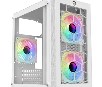 PC Power Spider Web Crystal Mini WH With 230W PSU & 3 FANS Gaming Case