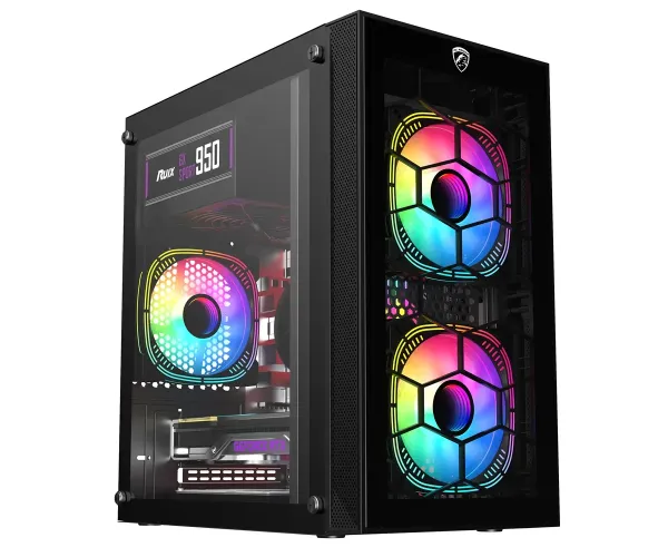 PC Power Spider Web Crystal Mini BK With 230W PSU & 3 FANS Gaming Case