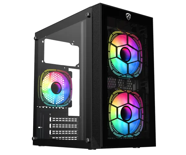PC Power Spider Web Crystal Mini BK With 230W PSU & 3 FANS Gaming Case
