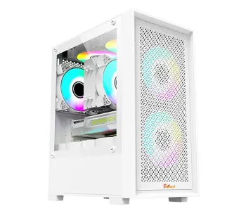 PC Power White Flow Mesh X2 M-ATX Gaming Casing