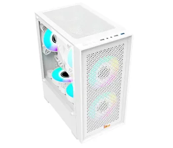 PC Power White Flow Mesh X2 M-ATX Gaming Casing