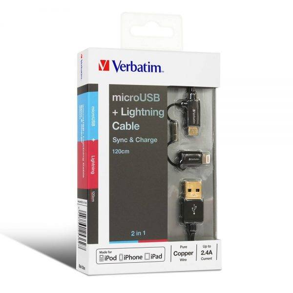Verbatim 2 in 1 Micro USB and Lightning Cable