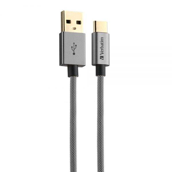Verbatim 65651 200cm Sync & Charge USB-A to Type C Cable (22AWG) - Grey 65651 b 1 min