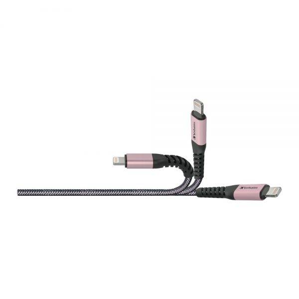 Verbatim 65858 120cm Sync & Charge Tough Max Lightning Cable - Rose Gold 65858 cg d min