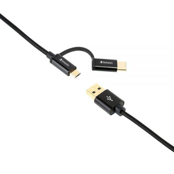 Verbatim 66045 Type C and MicroUSB 2in1 Metallic Braided Cable 120 cm 66045 a min