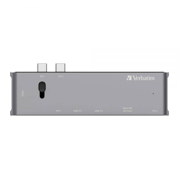 Verbatim 66317 Type C Hub Dual C (Retractable) with HDMI, Type Cx2, USB 3.0x2, SD, MicroSD