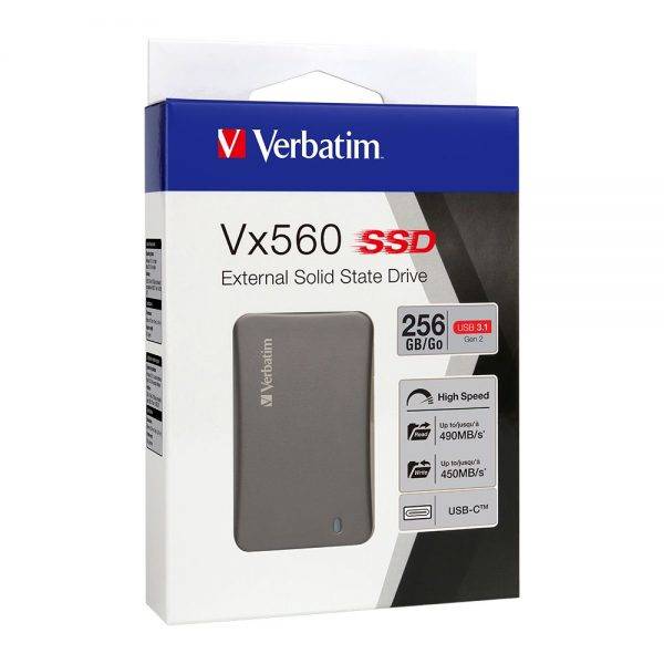 Verbatim 66395 Vx560 External SSD -256GB 66395 box a vx560 usb3.1 external ssd min