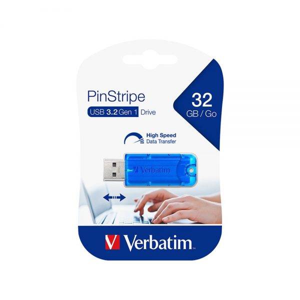 Verbatim Pinstripe USB 3.0 Drive 32GB - Blue 66407 66407 min