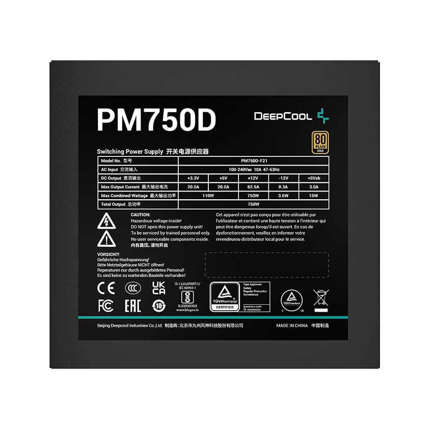 DeepCool PM750D 80 Plus Gold 750W Power Supply Deepcool PM750D 03